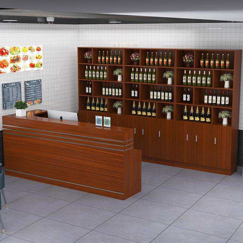 收银台柜台小型简约饭店转角吧台桌商用酒店前台接待台酒柜展示柜