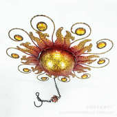 源头新品 鸟类喂水器鸟浴鸟澡盆 户外喂鸟器铁艺太阳悬挂式