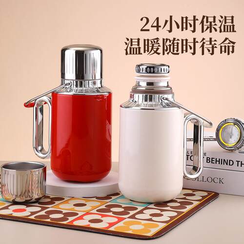 机械指针显温大容量热销焖茶壶户外便携提手保温壶家用全钢保温杯