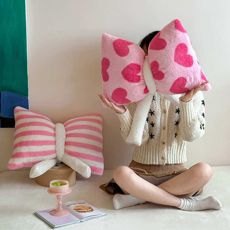 少女蝴蝶结抱枕仿兔兔绒客厅沙发腰靠枕毛绒卧室床上小抱枕ins风,居家布艺,靠垫/抱枕,淘宝优惠券,粉丝福利购,淘宝优惠卷