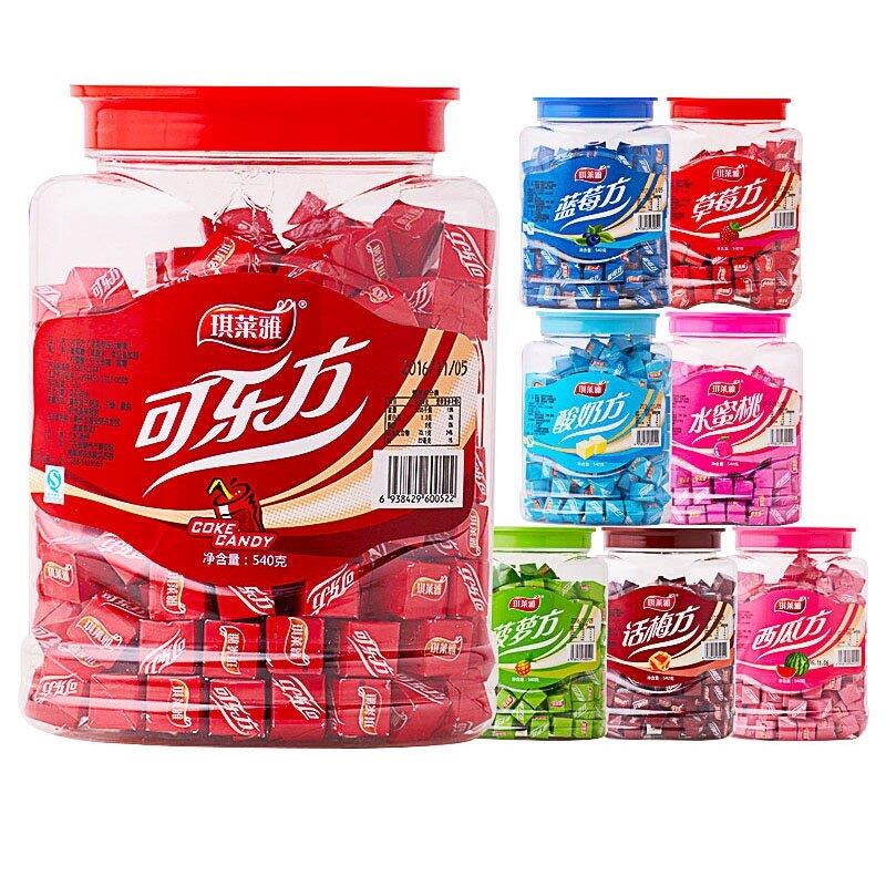 琪莱雅方糖540g/桶酸奶方块水果糖压片糖话梅可乐方喜糖糖果零食