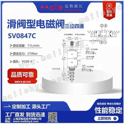 现货供应三位四通插装式电磁换向阀SV08-47C替代海德福斯