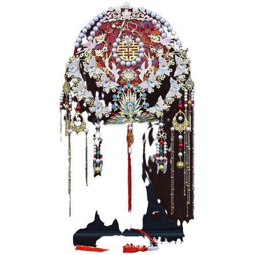 遮面喜新结婚红色金色新娘成品成品禾9058蕾丝秀团扇扇中式双面服