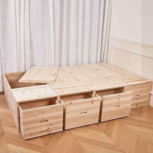 木箱木箱卧室环保大号窗柜纳拼收床实榻榻无品牌/米储原木飘无漆