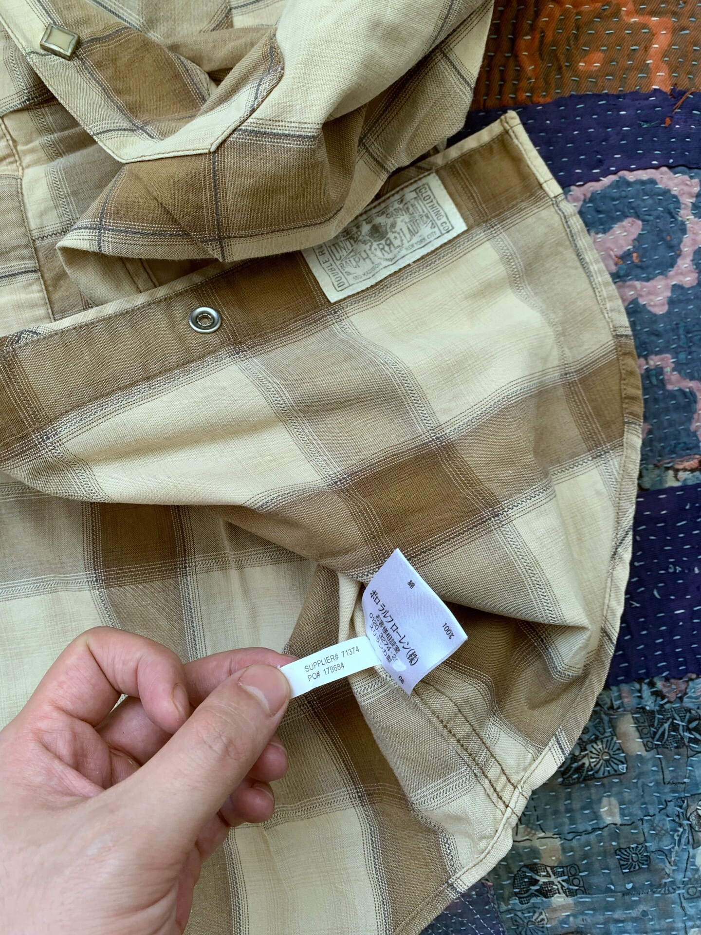 RRL Checkered Western Long-Sleeve Shirt — label