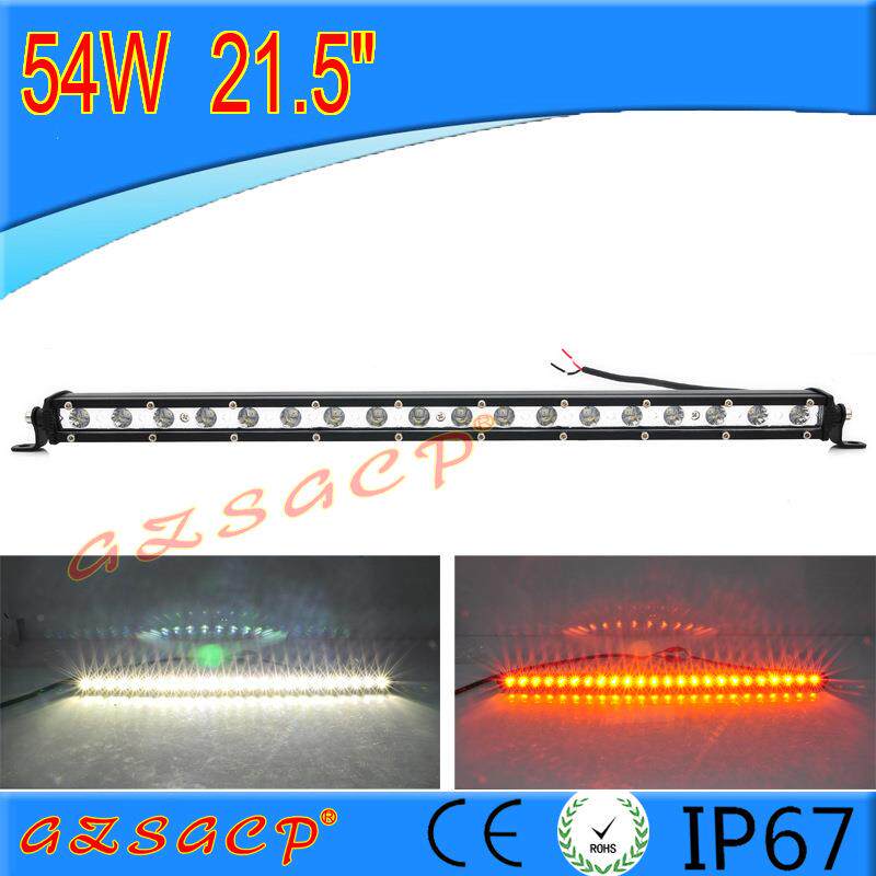 汽车LED长条灯黄白双色前杠中网爆闪货车12V24V远光车顶射灯雾灯