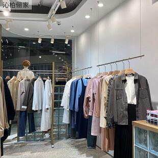 服装店衣架展示架不锈钢悬挂式上墙壁挂吊杆女装专用服装陈列货架