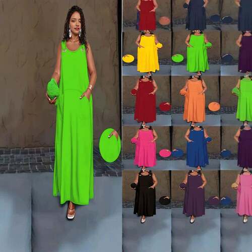 Women's Plus Size Loose Plain Dress - Casual Flowy Spring