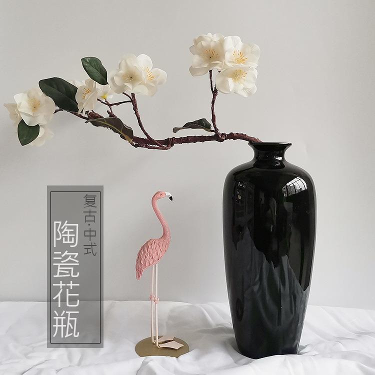 创意装饰品陶瓷花瓶摆件客厅插花现代新中式大花瓶复古软装工艺品图片