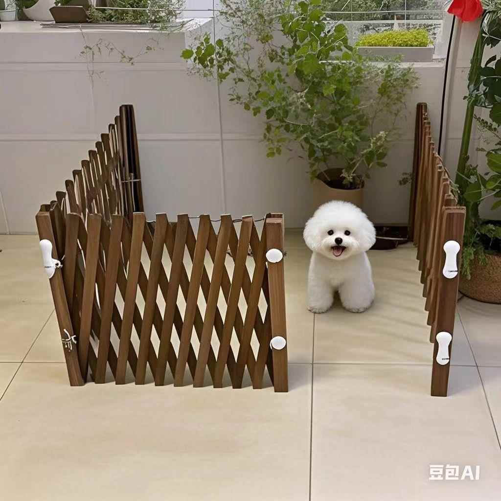 防腐木栅栏隔离门户外室内伸缩隔断拦猫拦狗兔栅栏挡板隔离网门栏