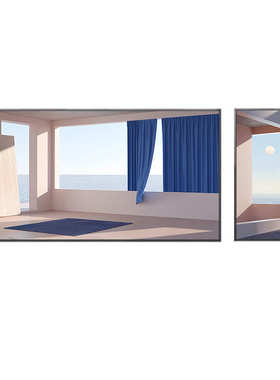 海风徐徐 现代北欧风莫兰迪装饰画 客厅沙发背景墙挂画 简约壁画