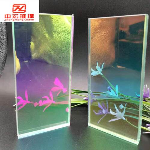 炫彩玻璃钢化中空夹胶幻彩玻璃彩色加工厂家