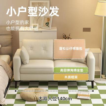 沙发客2厅0新款4小户型现代TBF简约2布艺双人沙发出租房服装店小