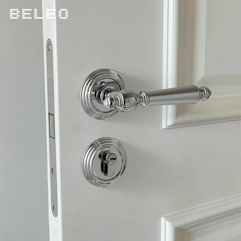 美式法式门锁卧室磁吸家用静音室内房门锁通用型分体锁木门门把手