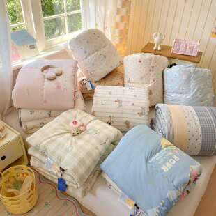 韩式双面冬印维HHT花大豆纤填充被单双人春秋被加厚被芯可机洗++