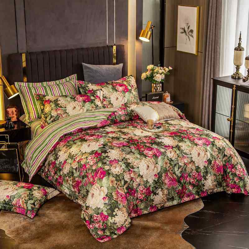 正品高式加厚全棉磨毛件套 美冬季纯档棉四贡缎床上用品被套床单