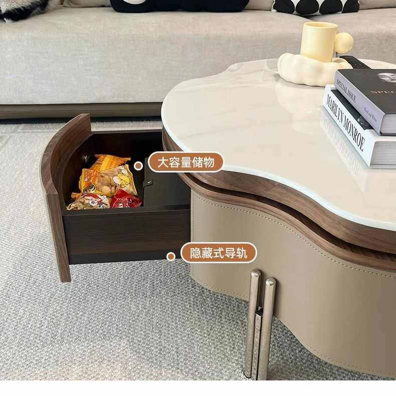 网红爆款轻奢异形茶几小户型意式家用伸缩储物椭圆形客厅旋转茶几,商业/办公家具,茶几,淘宝优惠券,粉丝福利购,淘宝优惠卷