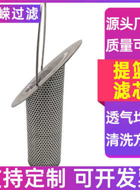 孔口网滤筒芯304y芯斜滤篮滤提篮滤芯过滤器式冲型篮不锈钢滤管道