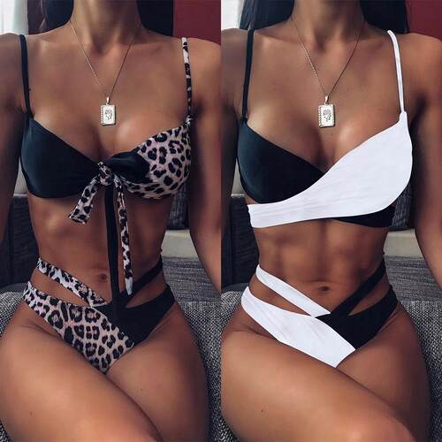Two tone patchwork bikini fabric swimsuit swimsuit