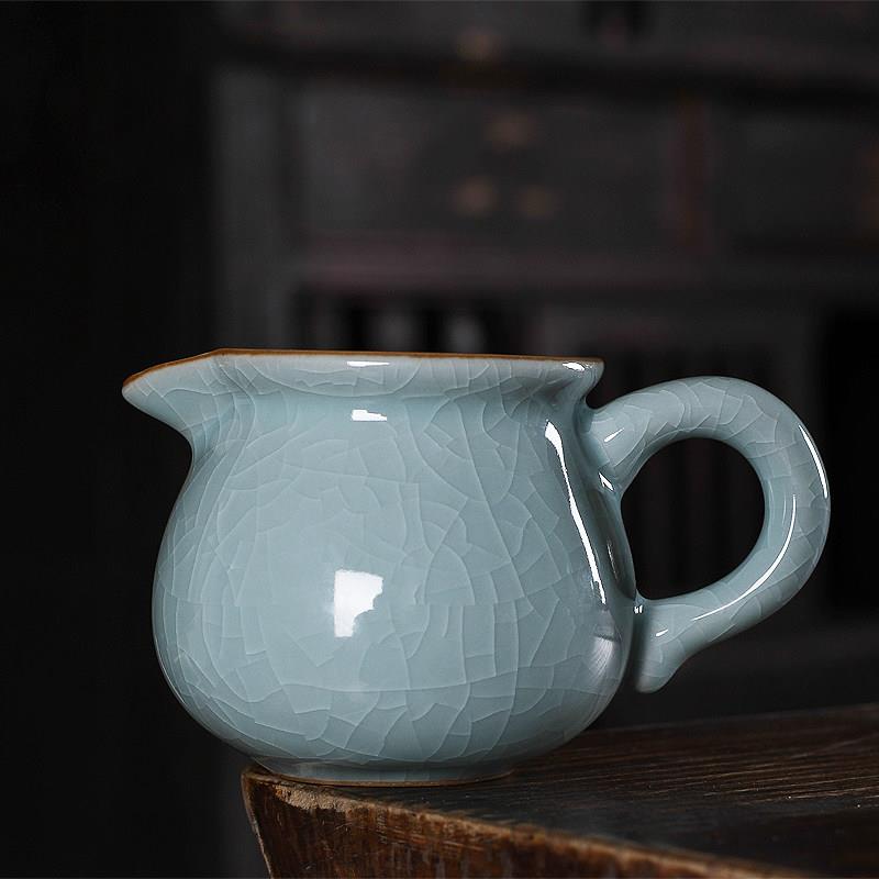 龙泉公道杯功夫茶具配件匀杯陶瓷哥窑冰裂分茶器彷古单个茶海家用