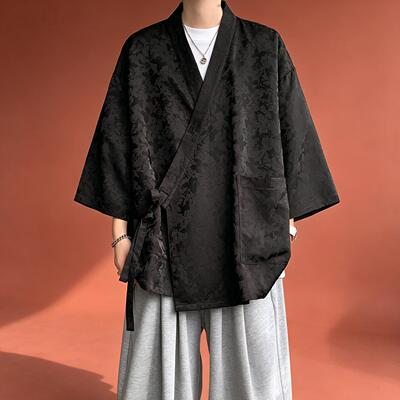 明制汉服男日常夏薄款中衣短袖短衫交领右衽上衣半袖睡衣半臂道袍