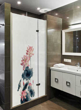 D1359荷花新款磨砂PVC自粘玻璃贴阳台浴室卫生间装饰贴透光不透明