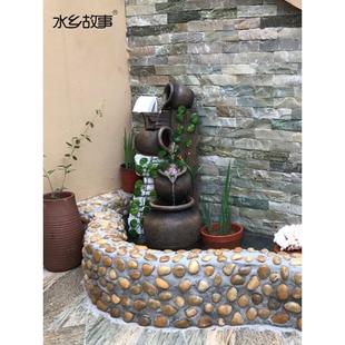 造景景观批发鱼池院内摆件装 饰111v喷泉 饰阳台庭院落地假山流水装