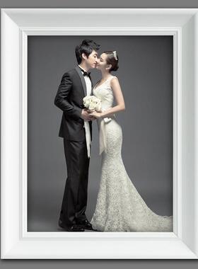 欧式创意白色画框实木相框挂墙 16 20 24 30寸婚纱照照相馆相框定