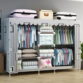 简易衣柜出租房用布衣柜简易组装 家用卧室柜加粗加固衣架落地立式