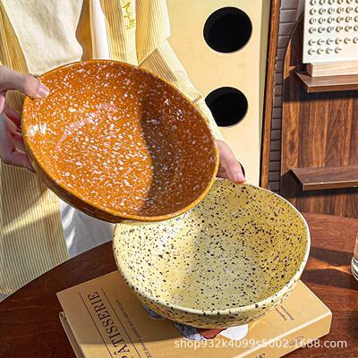 彩色泼墨悦点解构碗陶瓷餐具轻食水果沙拉碗brunch深盘不规则高级