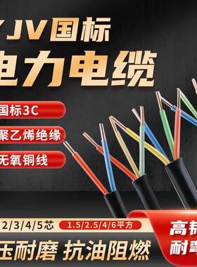 国标纯铜YJV3 4 5芯1.5 2.5 4 6平方三相四五线 线充电桩户外电缆