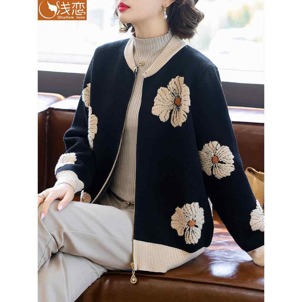 妈妈的时尚针织薄外套中年妇女服装2025新款中老年春秋季服装西式