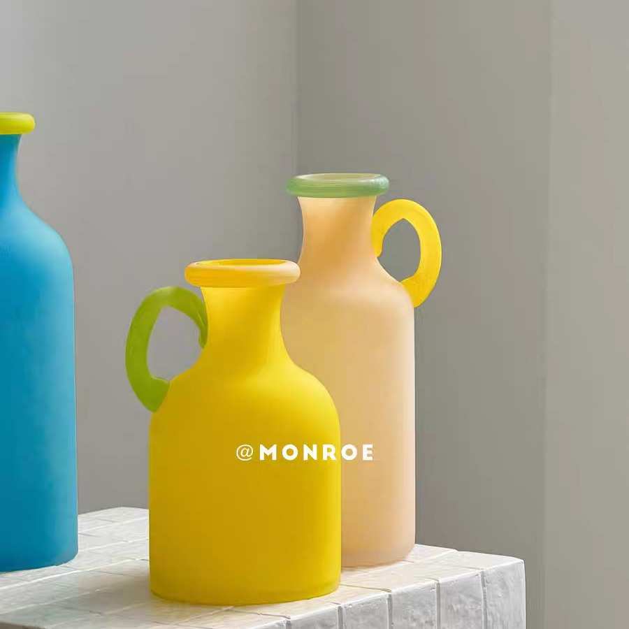 彩绘艺术造型新颖彩色玻璃花瓶 客厅桌面装饰品 拍摄道具批发