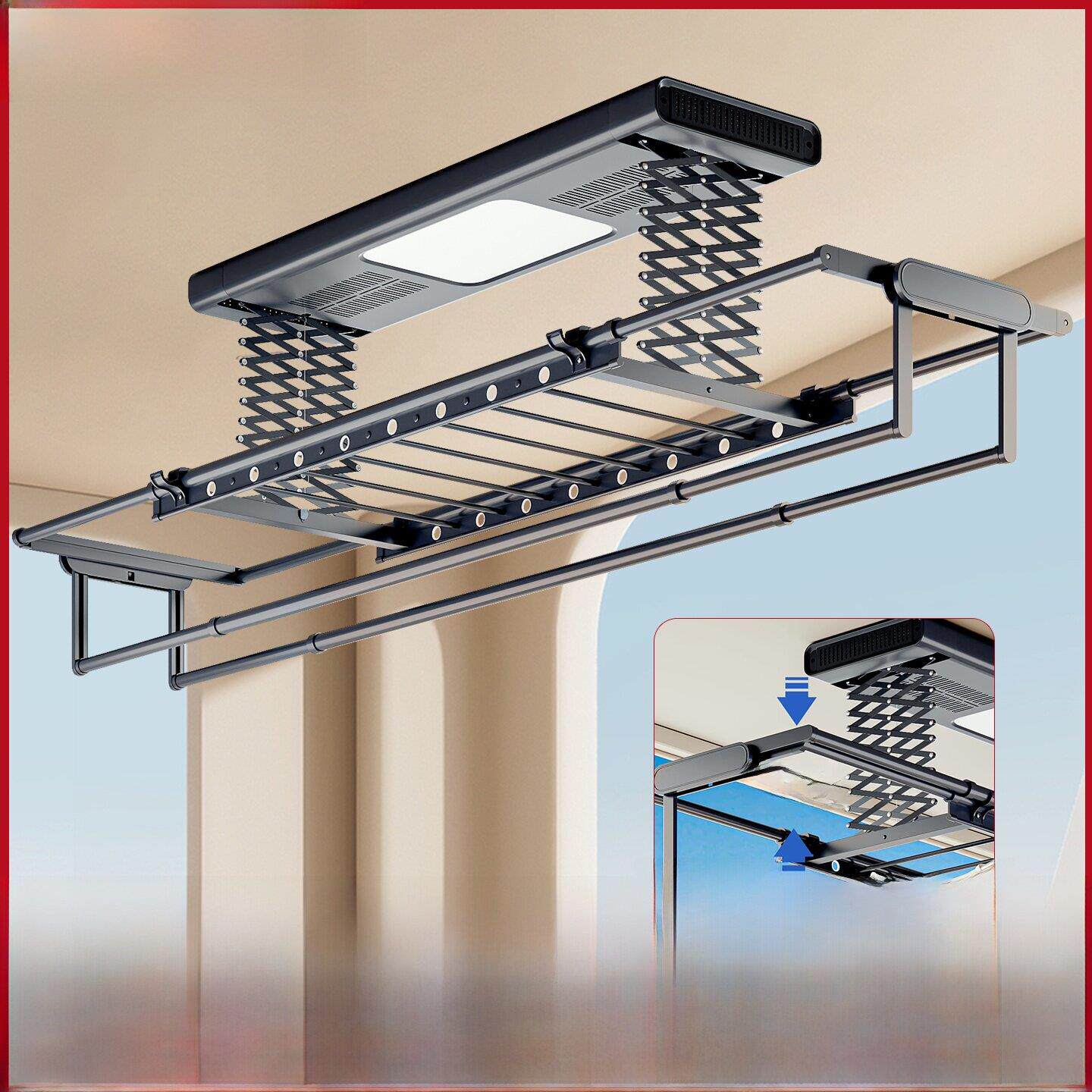 电动晾衣架双剪刀遥控可调全自动家用阳台语音控制智能晾衣架电动
