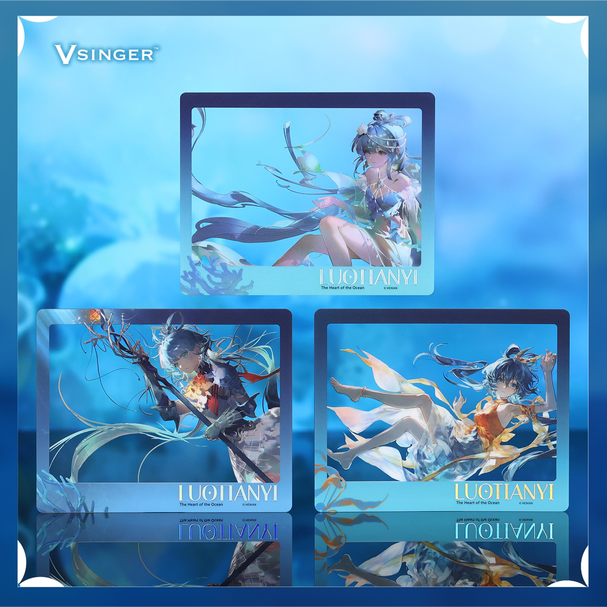 【现货】Vsinger 洛天依 海洋之心系列周边 反光色纸徽章透卡立牌