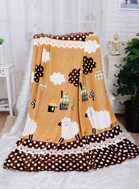 Blanket新品珊瑚绒法兰绒包边毛毯夏季空调毯午睡毯儿童沙发毯子