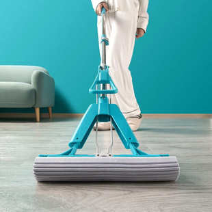 茶花胶绵拖把对折胶棉拖头对折挤水免手洗拖地胶棉吸水地拖布