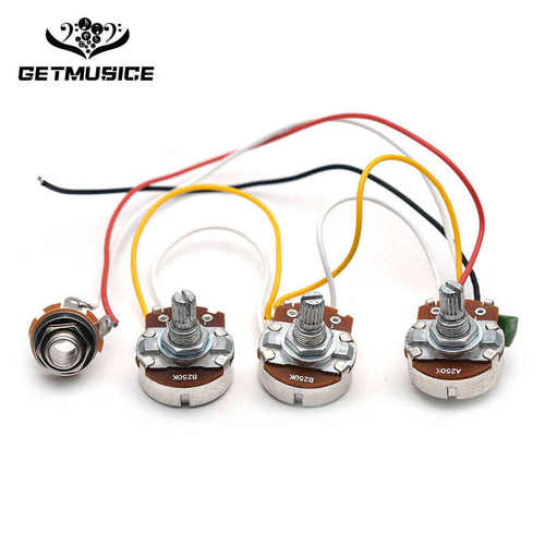 JB贝司安装线路2V1T带插口 电位器250K/B250K大电子贝斯线路总成