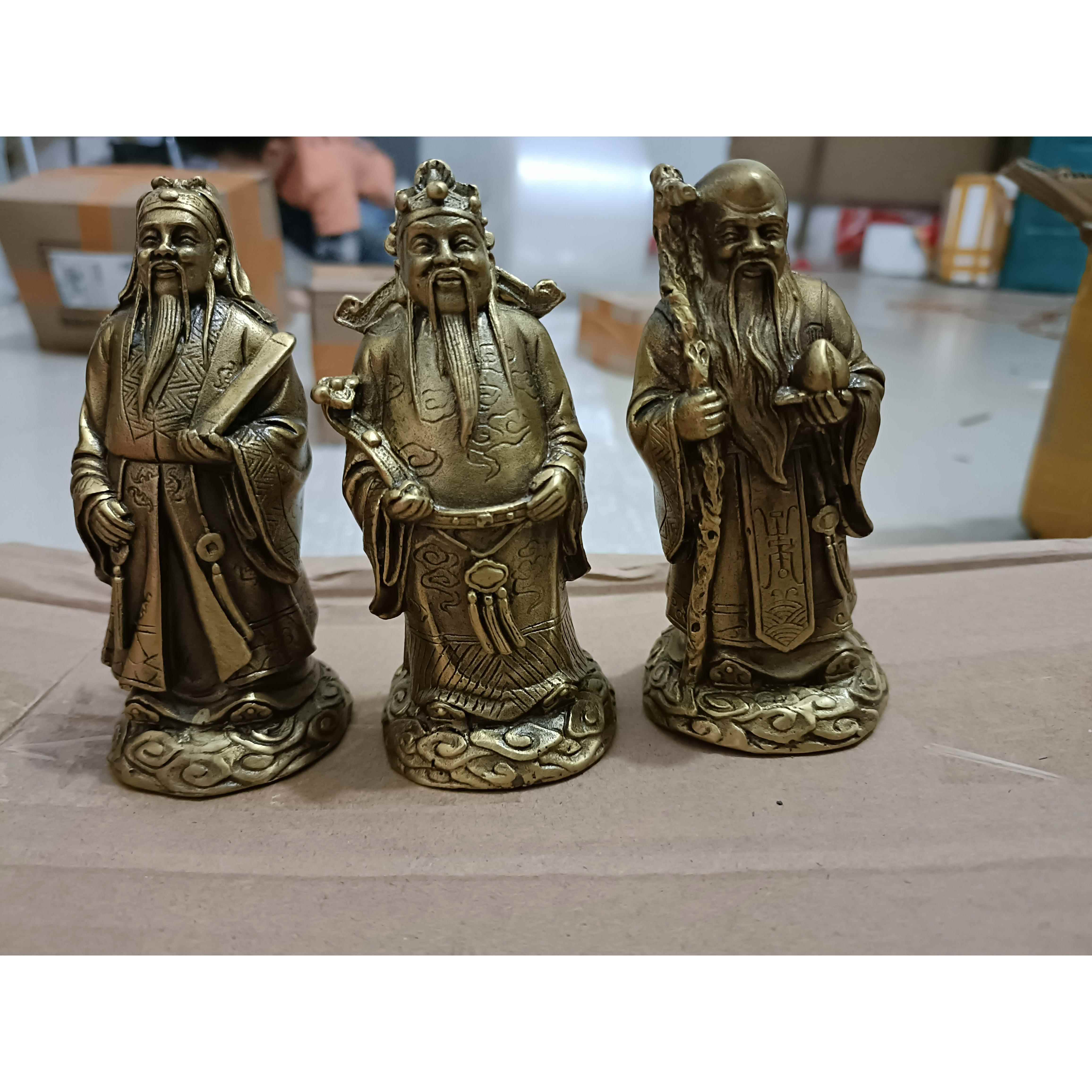 高档纯铜饰福禄寿三星佛像摆件祥福星禄星吉寿星家客居厅装品祝寿