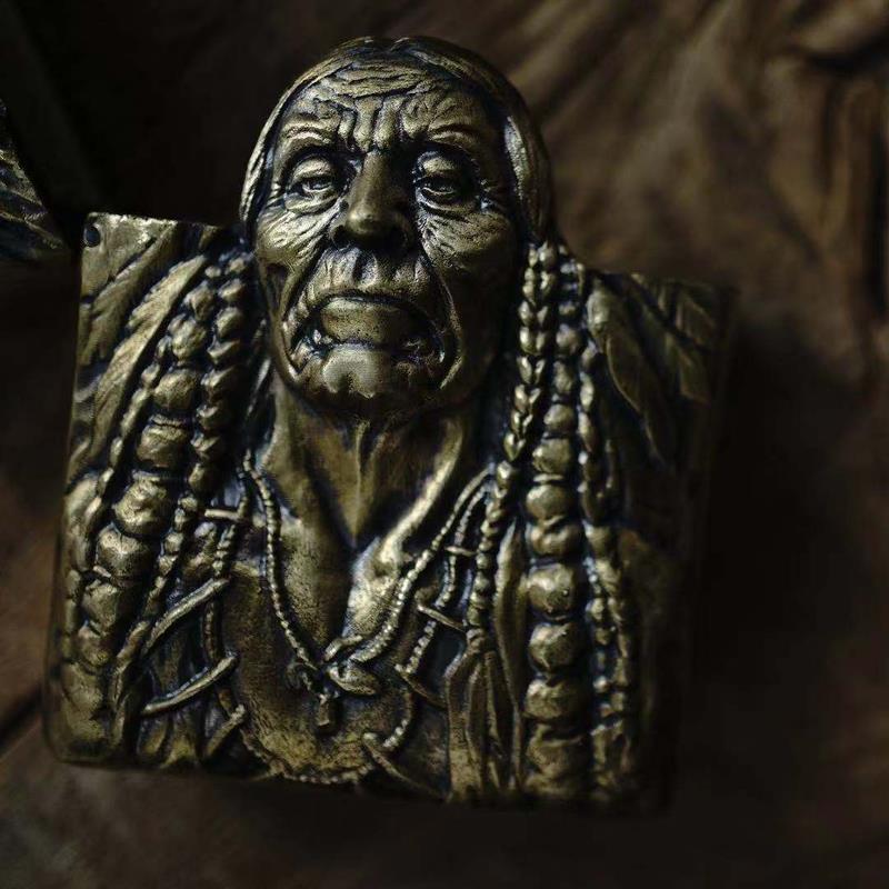 高档打VULCAN畏印第无安酋复长纯银手工雕刻定制个性古煤油防风火