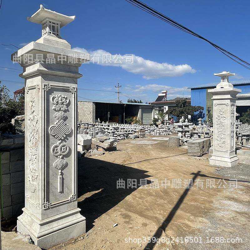 石雕门柱欧式大理石材柱子别墅小区大门口雕花方柱石头门楼罗马柱