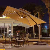 户外遮阳伞太阳能大伞庭院伞花园大型LED灯别墅花园室外罗马伞