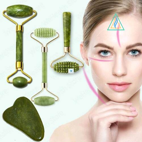 Natural Face Massager Guasha Jade Roller Scraper Facial Skin