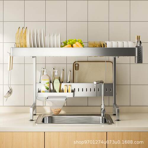 伸缩厨房水槽置物架碗架碗盘沥水架水池碗碟收纳架洗碗架子不锈钢
