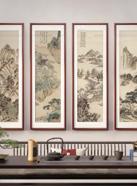 四条屏沙发水墨新山水梅兰竹菊四联客厅办公茶室装饰挂画中式花鸟