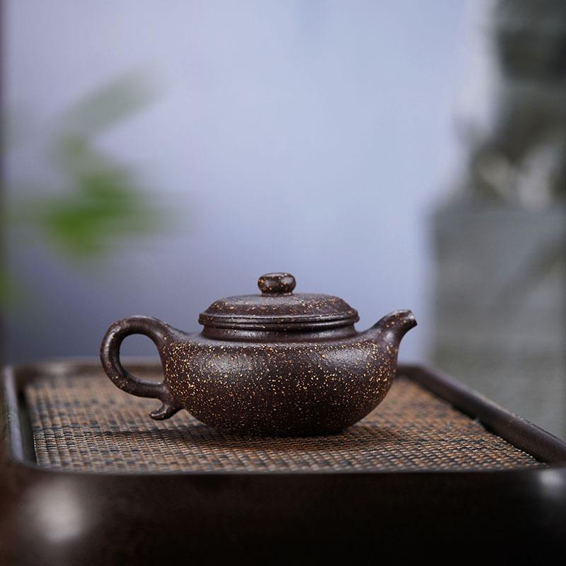 扁腹紫砂壶纯手工原矿无添加景州仿古壶粗砂紫玉金砂茶壶厂家