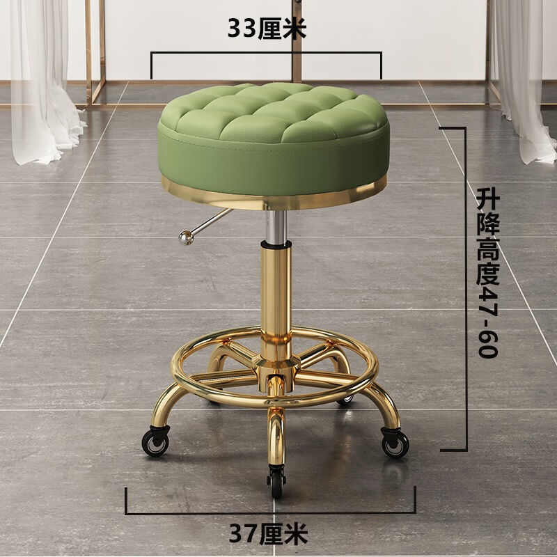 编草人升降椅吧台椅凳子家用小圆凳高脚凳带轮可旋转美容凳实验室