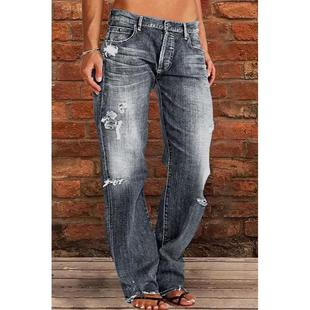 flower bud high Women raw jeans waist edge