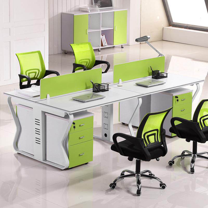 蝴蝶架现代简约职员办公桌4人8卡位带书桌副柜电脑桌椅组合