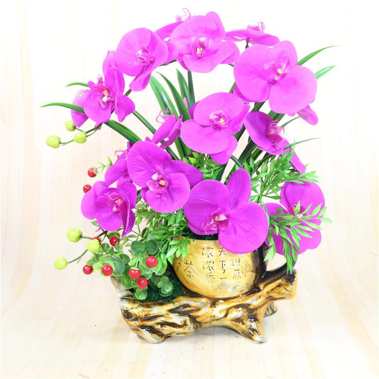 蝴蝶兰仿真花盆景套装假花兰花客厅摆新房装饰套装花